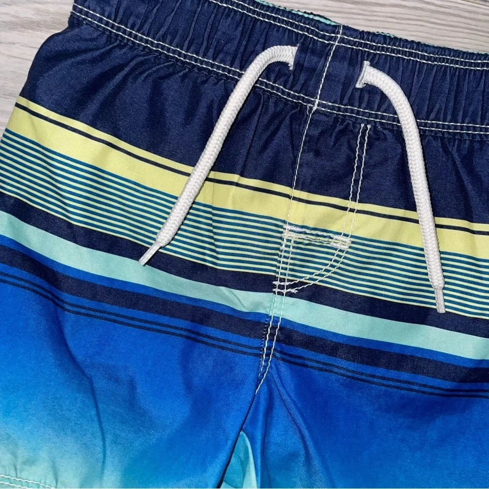 Old Navy Baby Boys Swim Trunks 18–24 Months Blue Ombre Striped Mesh Lined